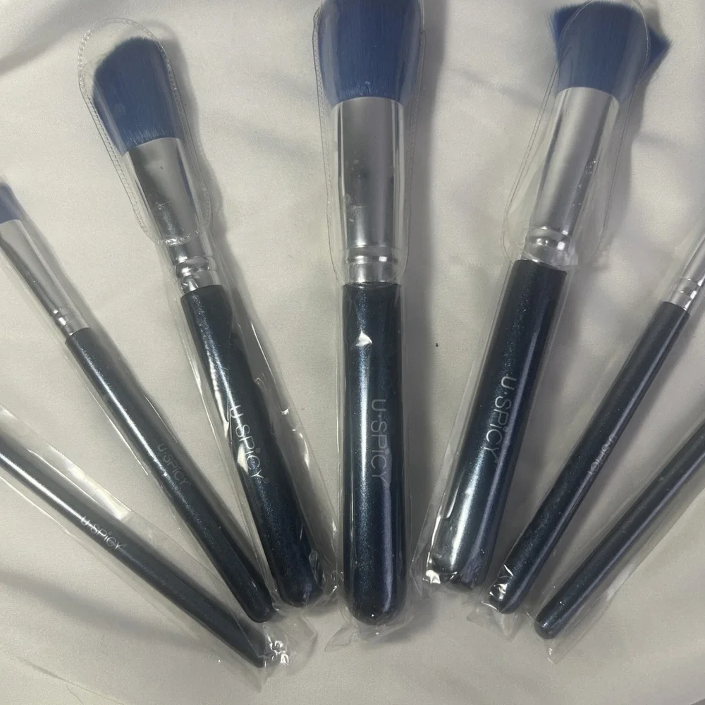 U-SPICY Makeup Brush Lot Of 7 Blue‎ Sparkle